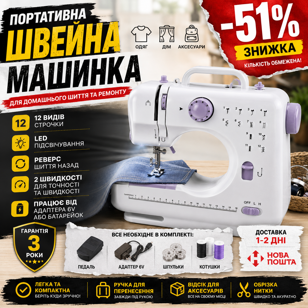 Швейна машинка 12в1